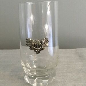 Jäegermeister Pewter Adorned Tall Glasses Vintage Set of Four